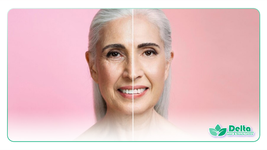 تصویر زنی زیبا در حال جوانسازی پوست