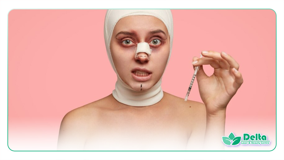 تصویری از زنی با نکروز بعد از تزریق ژل